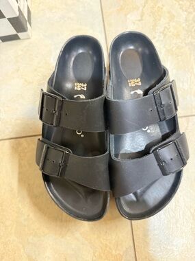 Papillio Black Double-Buckle Platform Sandals